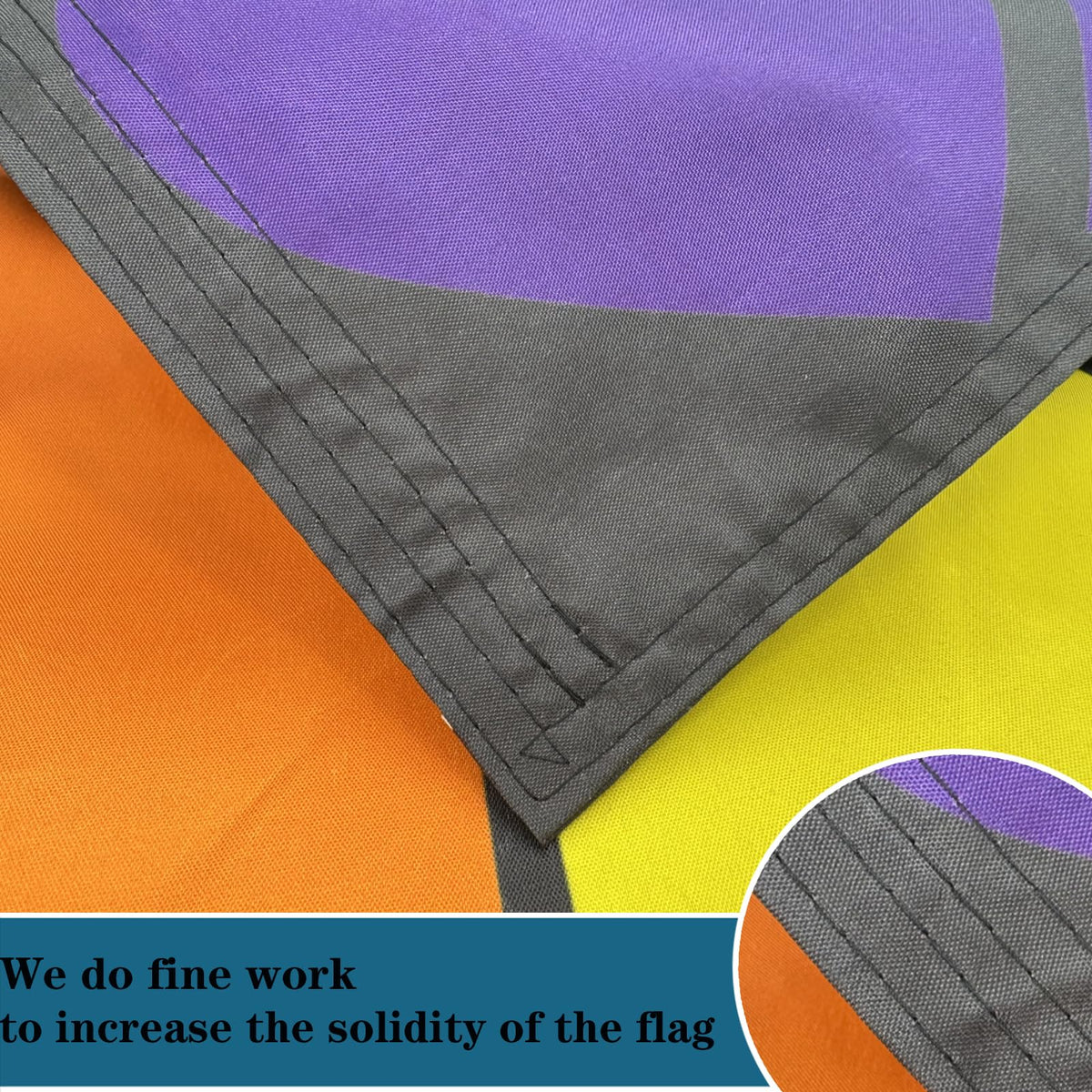 Bleshope Progress Pride flag double-sided weave, 3-ply fabric for durability.