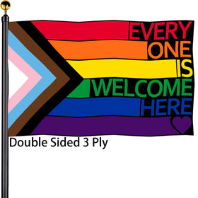 Bleshope Progress Pride flag front view outdoors, vibrant colors for visible outdoor display.