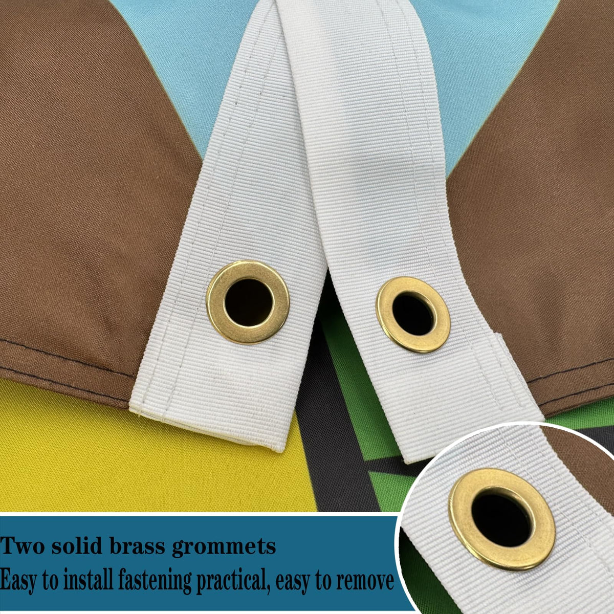 Bleshope Progress Pride flag brass grommets resist rust and simplify mounting.