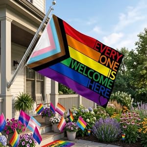 Bleshope Progress Pride flag standard 3x5 ft, ready for outdoor setup.
