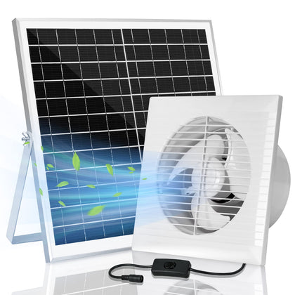 Blessny solar powered exhaust fan outdoors improving greenhouse airflow