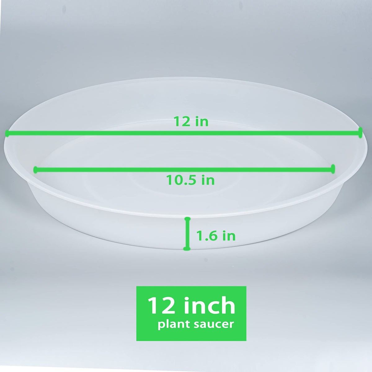 Bleuhome 12-inch clear plant saucer, side view, sturdy support for pots.
