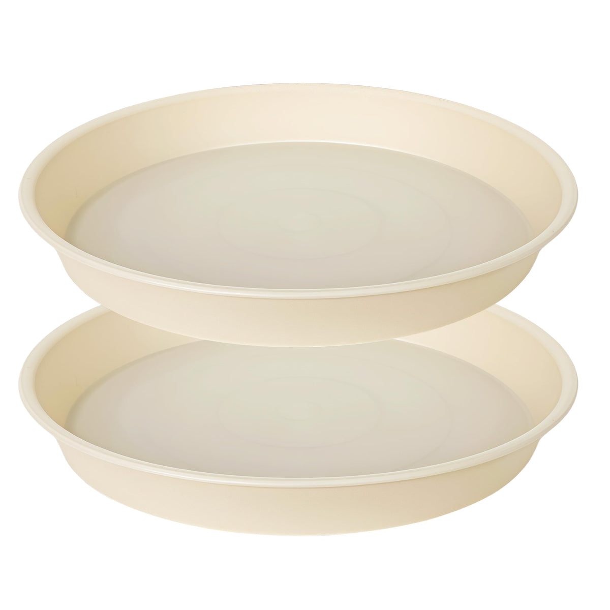 Bleuhome 14-inch beige plant saucer two-pack protects pots and surfaces.
