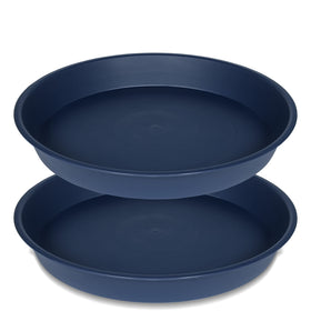 Bleuhome 14-inch blue plant saucer with matte exterior keeps spillover under control.