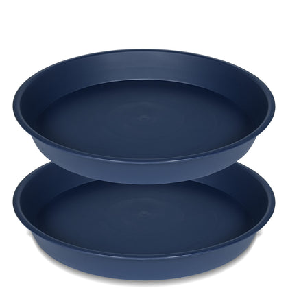 Bleuhome 14-inch blue plant saucer with matte exterior keeps spillover under control.