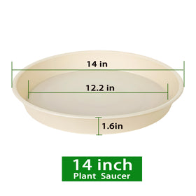 Bleuhome 14-inch plant saucer with matte exterior and durable PP plastic.