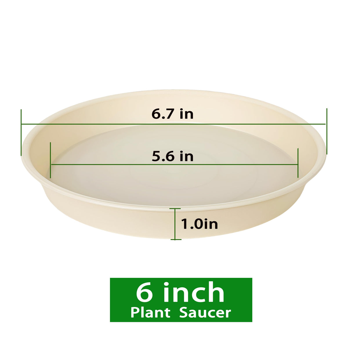 Bleuhome beige 6-inch saucer keeps surfaces spotless by catching overflow