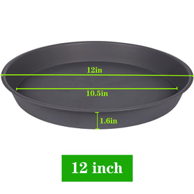 Bleuhome 12-inch gray plant saucer, side view, catches overflow and protects surfaces.