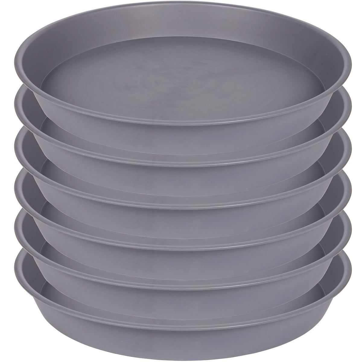 Bleuhome 12-inch gray plant saucer, top view, keeps indoor pots clean.