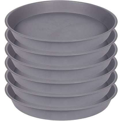 Bleuhome 12-inch gray plant saucer, top view, keeps indoor pots clean.