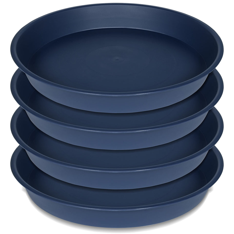Bleuhome 14-inch white plant saucer pack for indoor pots keeps surfaces clean.