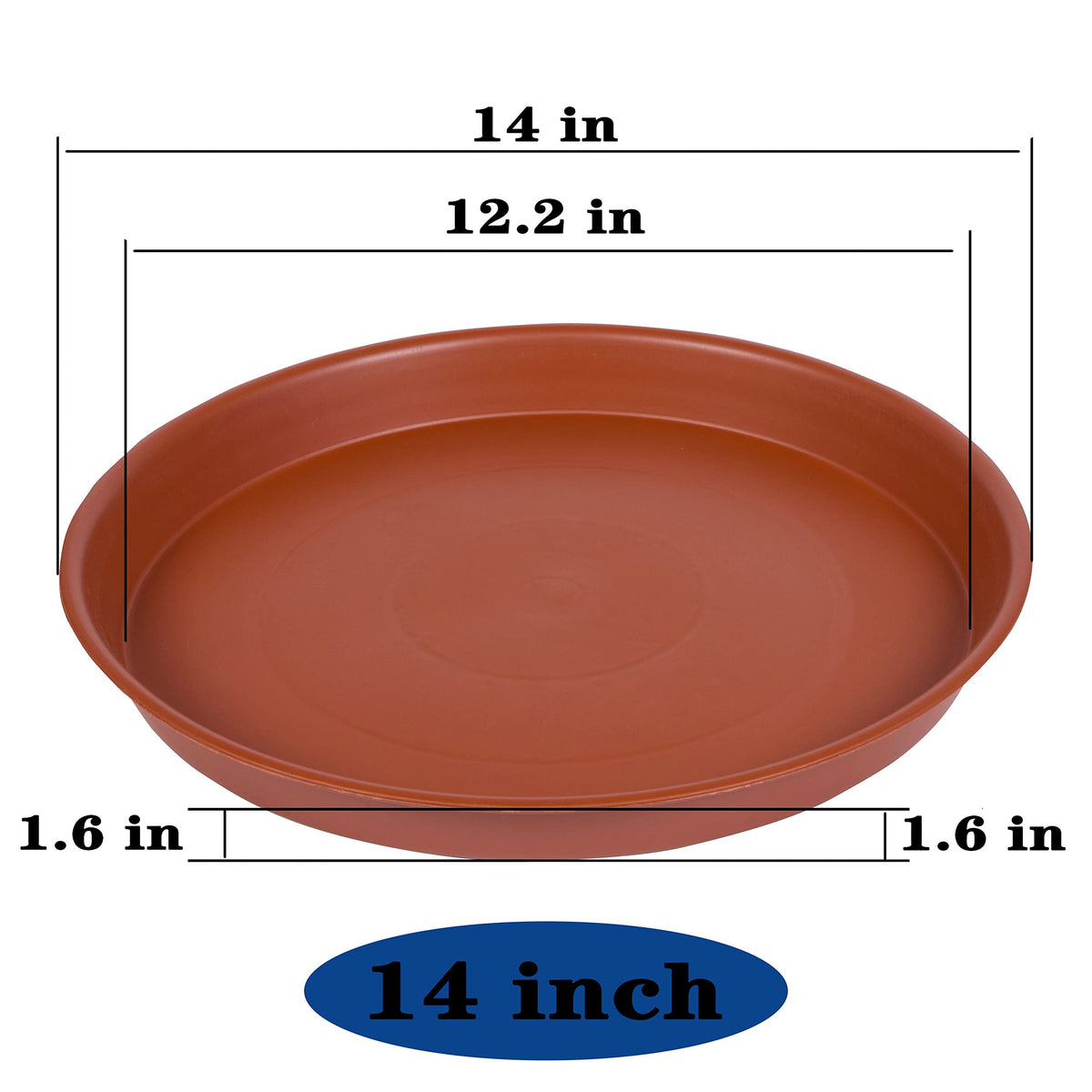 Bleuhome 14-inch top-view saucer shows a sturdy, deep design