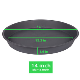 Bleuhome 14-inch plant saucer side view showing sturdy construction for planters.