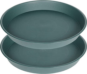 Bleuhome 19-inch green plant saucer top view protects outdoor surfaces.