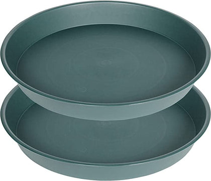 Bleuhome 19-inch green plant saucer top view protects outdoor surfaces.