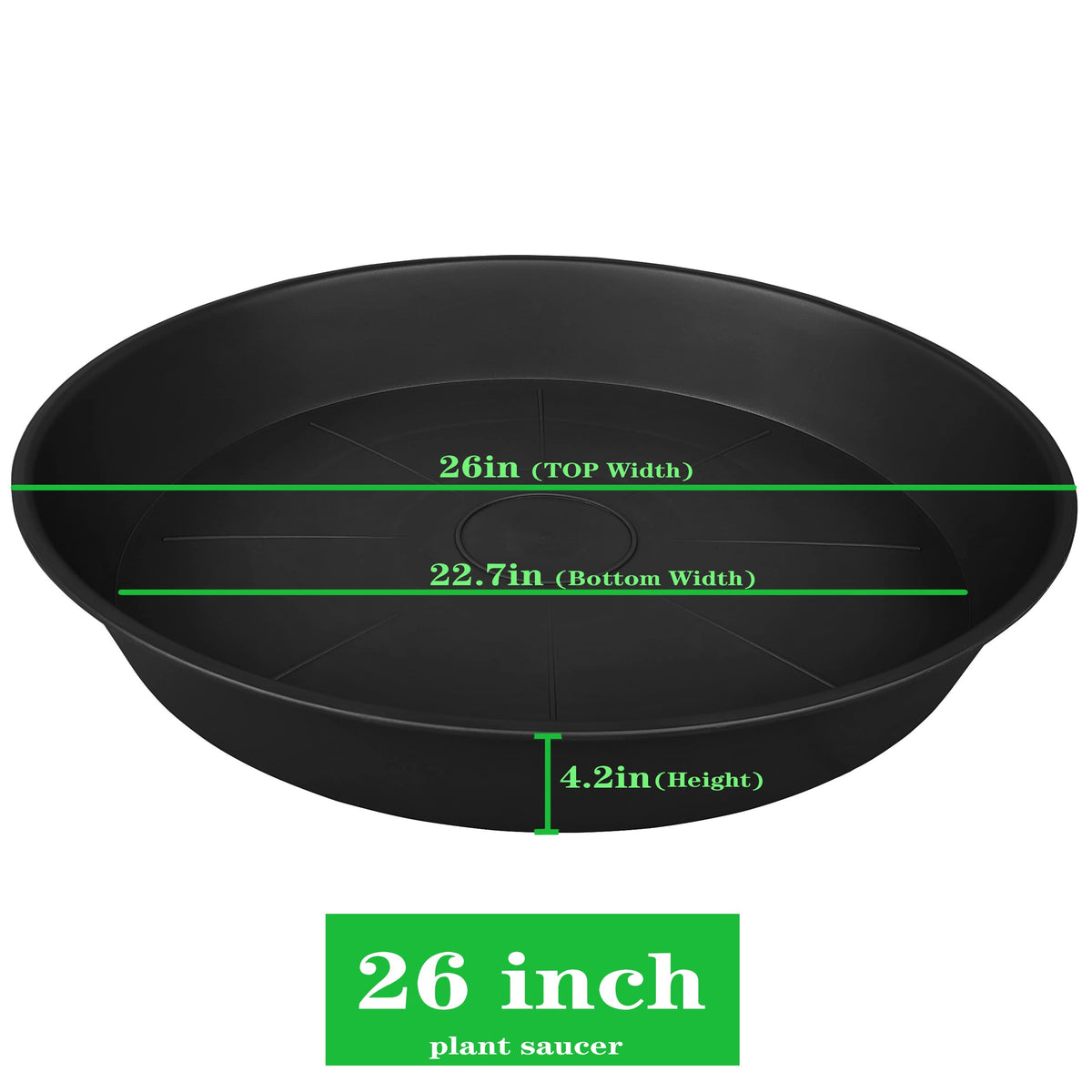 Bleuhome 26-inch round top view showing deep 4.2-inch tray