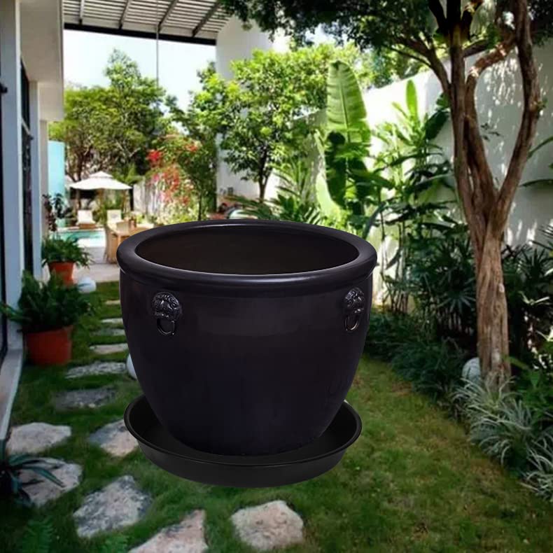 Bleuhome deep 19-inch plant tray suitable for large pots.