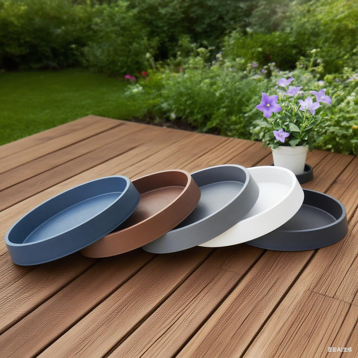 Bleuhome 12-inch white plant saucer, thickened durable PP plastic.