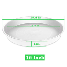 Bleuhome under-pot saucer white 16in keeps pots stable and clean.