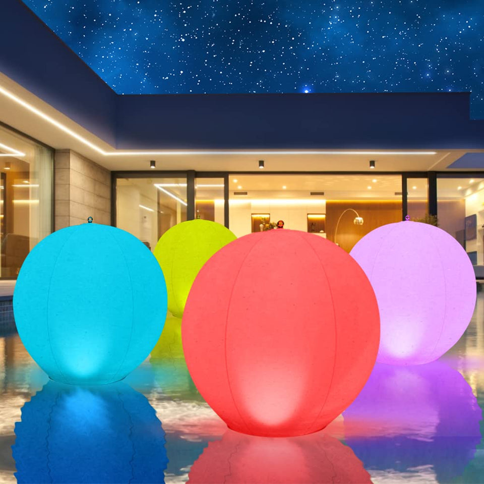 Blibly floating pool light ball on water provides vibrant, solar-powered ambiance for evening swims.