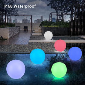 Blibly hangable light ball for hanging decor in pools, gardens, or patios.