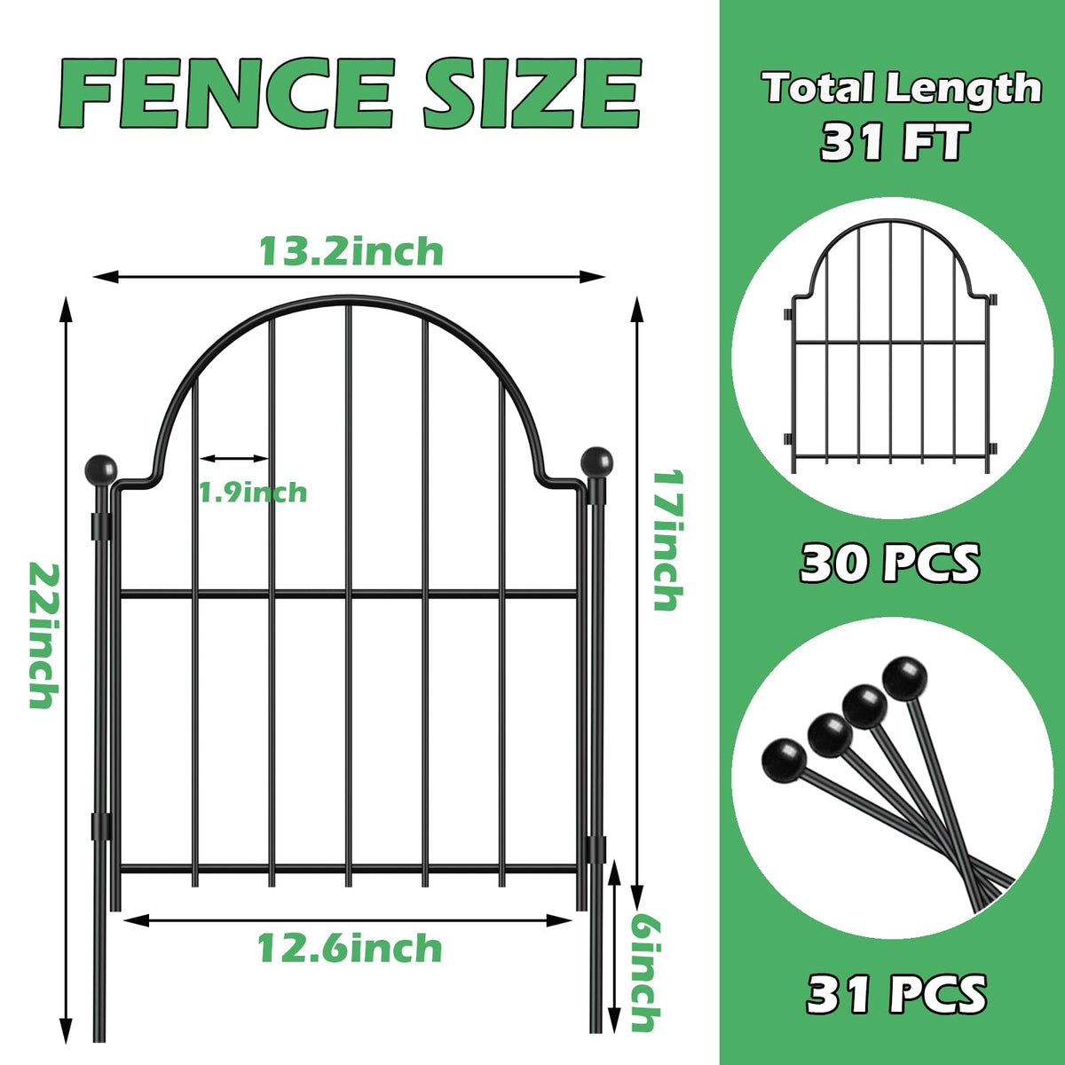 Blingluck 17-inch metal stakes ensure sturdy ground anchor for reliable installation.