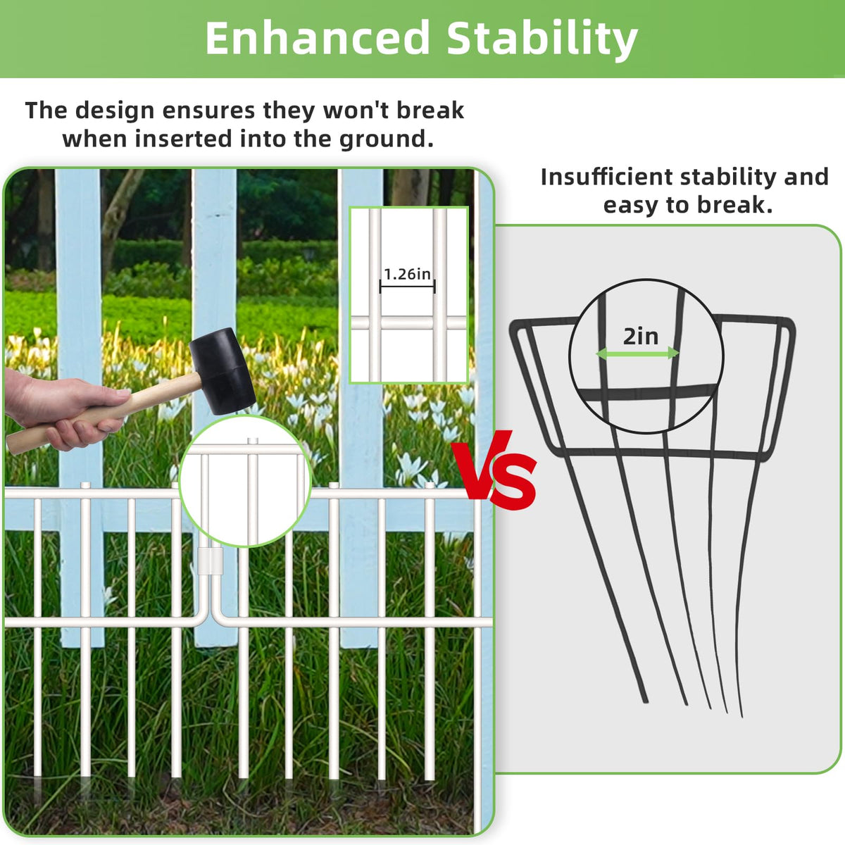 Blingluck removable design allows flexible layout and adjustable fencing along yard edges.