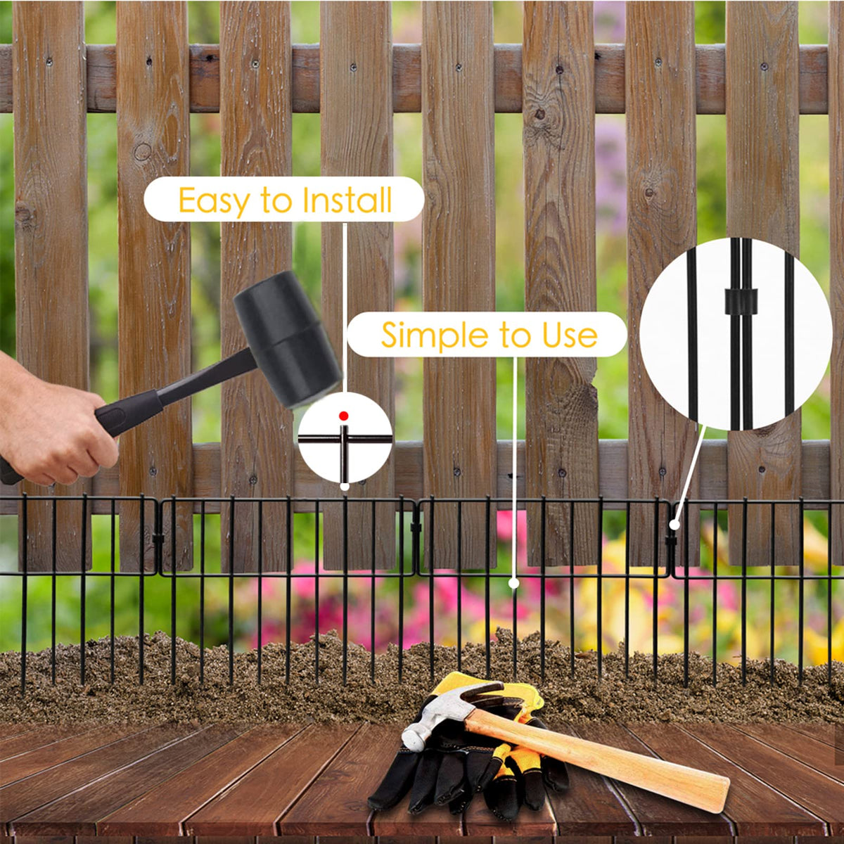 Blingluck removable garden border fence in yard