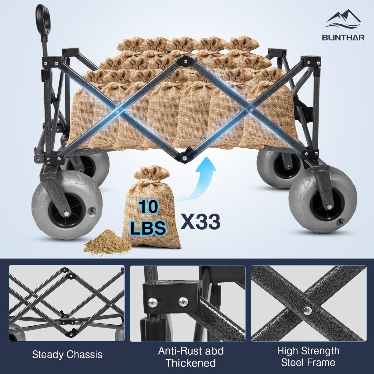 BLINTHAR folded wagon fits trunks for easy storage.
