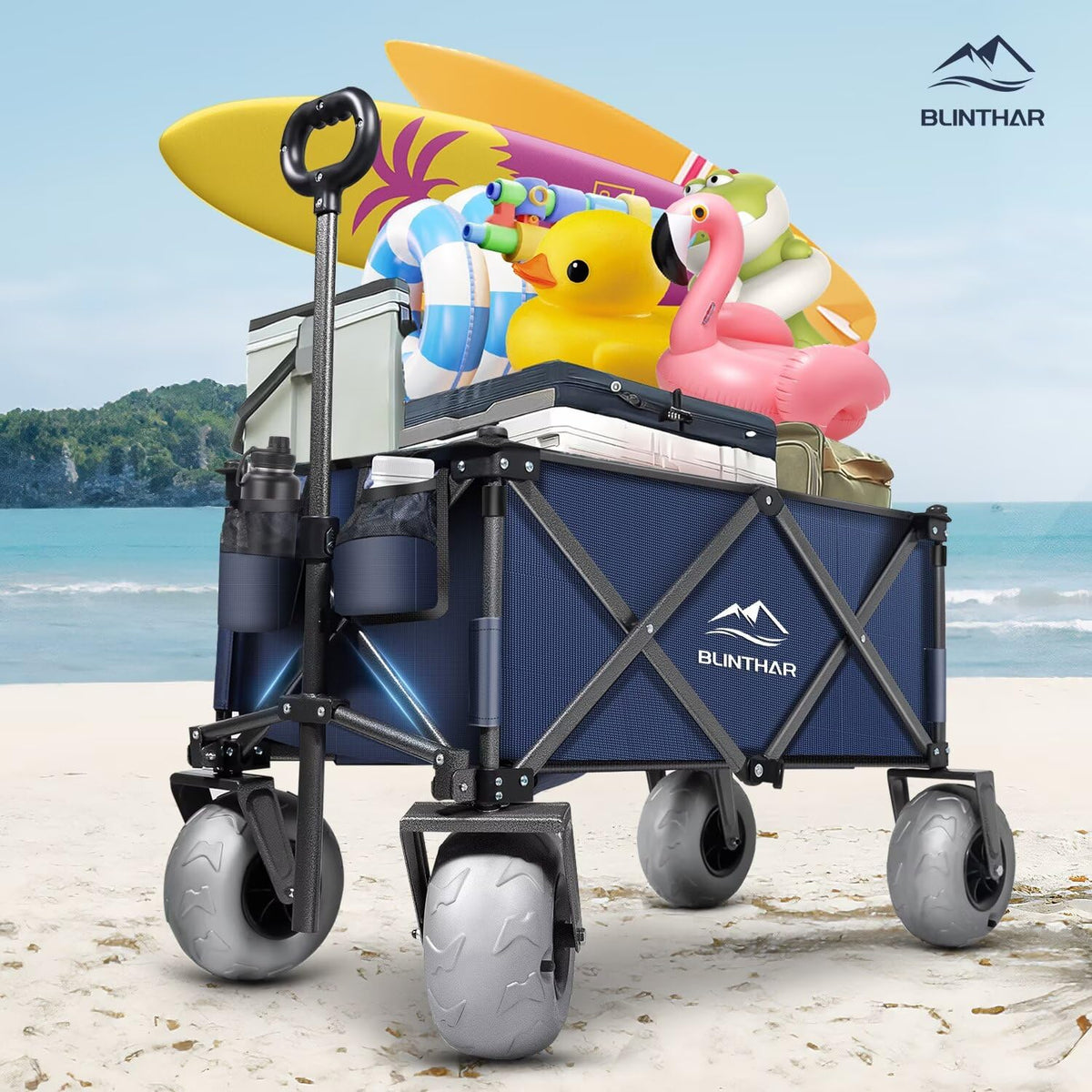 BLINTHAR large capacity wagon handles camping and groceries.