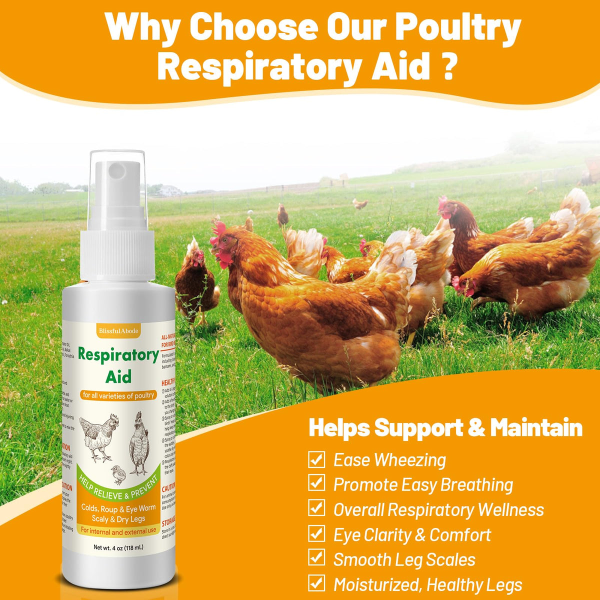 BlissfulAbode Respiratory Aid dropper application for stress-free dosing in the coop.