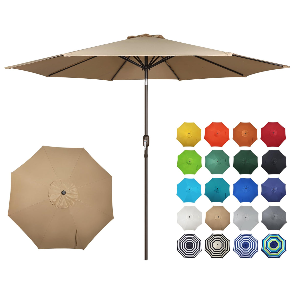 Blissun 10ft umbrella canopy view with wide shade and UV protection