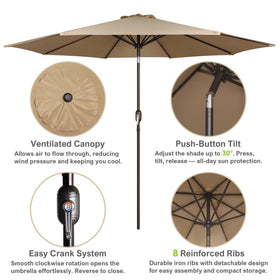 Blissun 10ft umbrella open with crank for quick setup and shade