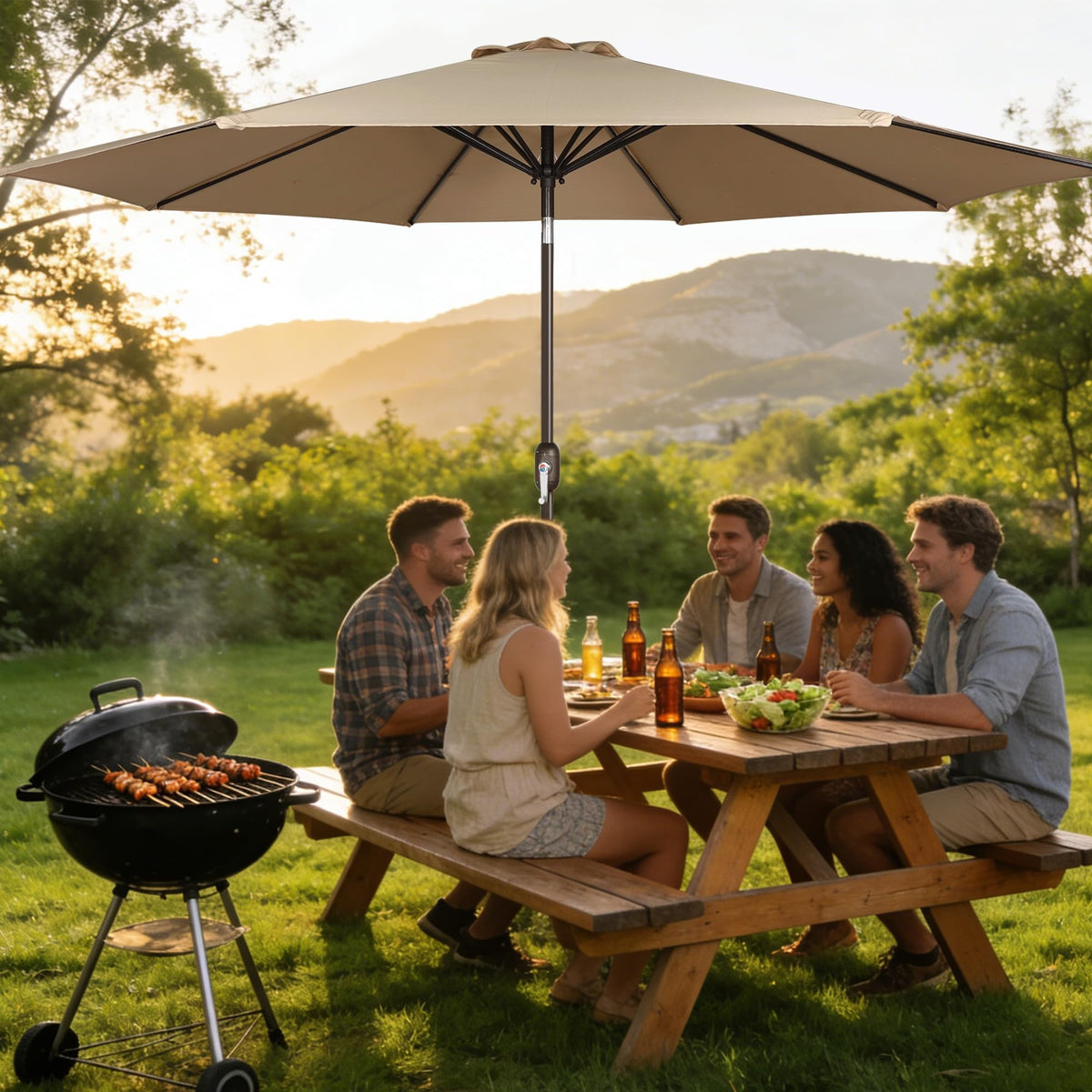 Blissun tan canopy adds warm, neutral aesthetic