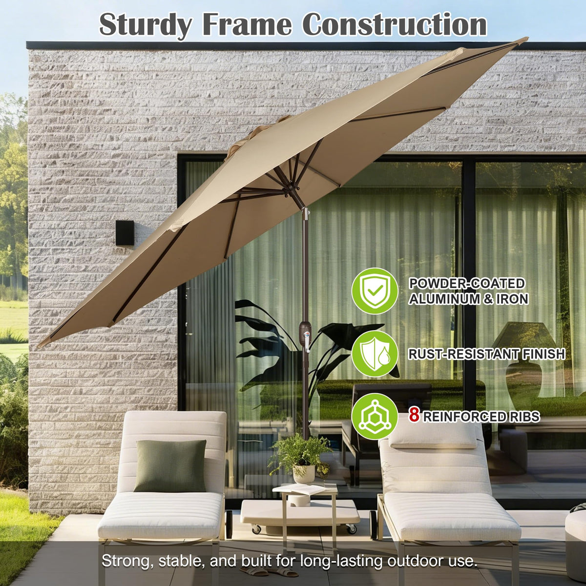 Blissun tilt at 30 degrees for adjustable sun and shade