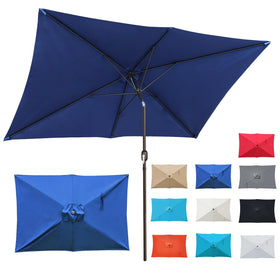 Blissun 10' rectangular umbrella with open canopy delivering broad outdoor shade.