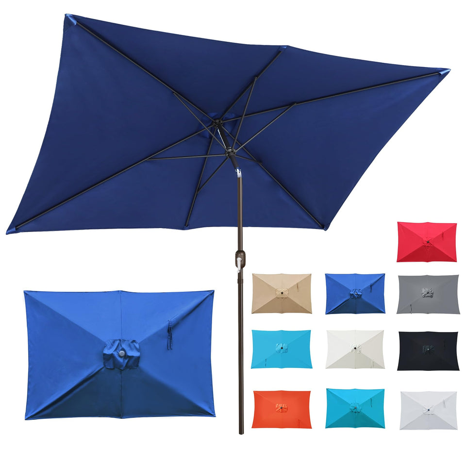 Blissun 10' rectangular umbrella with open canopy delivering broad outdoor shade.