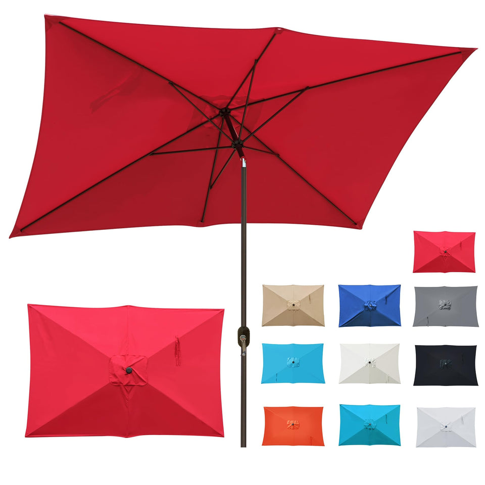 Blissun 10' rectangular patio umbrella with push-button tilt for versatile shading.