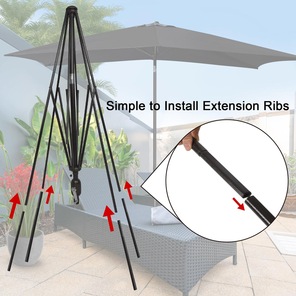 Blissun top vent promotes airflow to reduce heat buildup under the canopy.