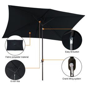 Blissun 10' umbrella with UV protective fabric shields guests outdoors.