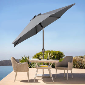 Blissun 7.5ft grey umbrella over a 2-4 seat table
