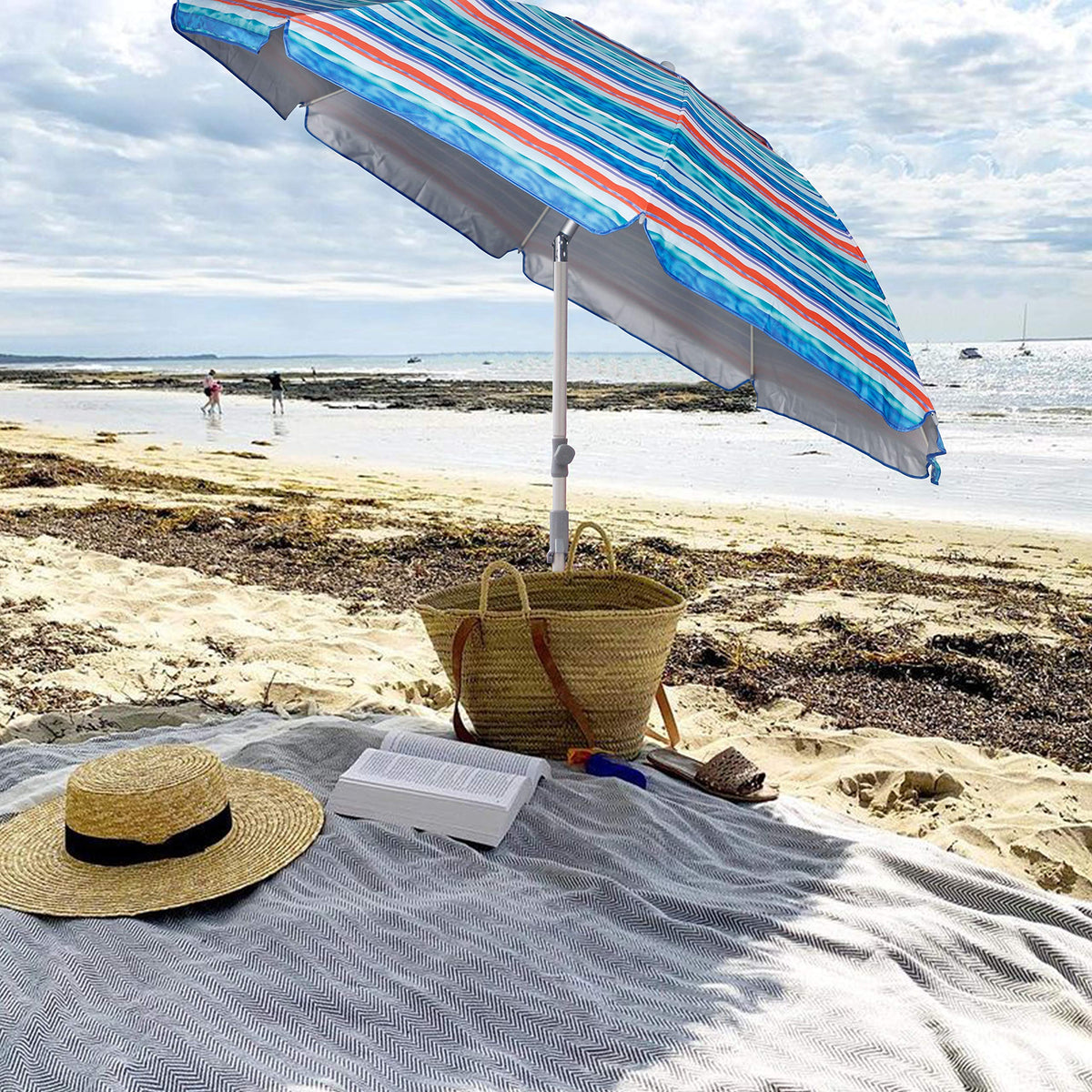 Blissun 72in beach umbrella air vent improves wind tolerance