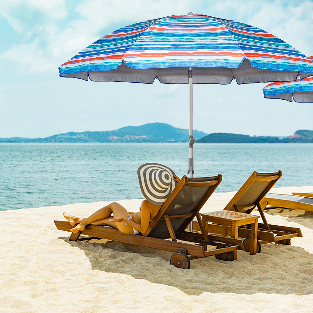 Blissun 72in beach umbrella aluminum top pole steel bottom post for durability