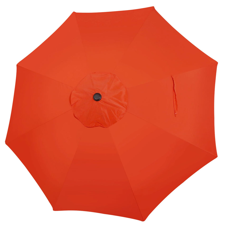 Blissun 9ft canopy in orange provides vibrant shade for patios.