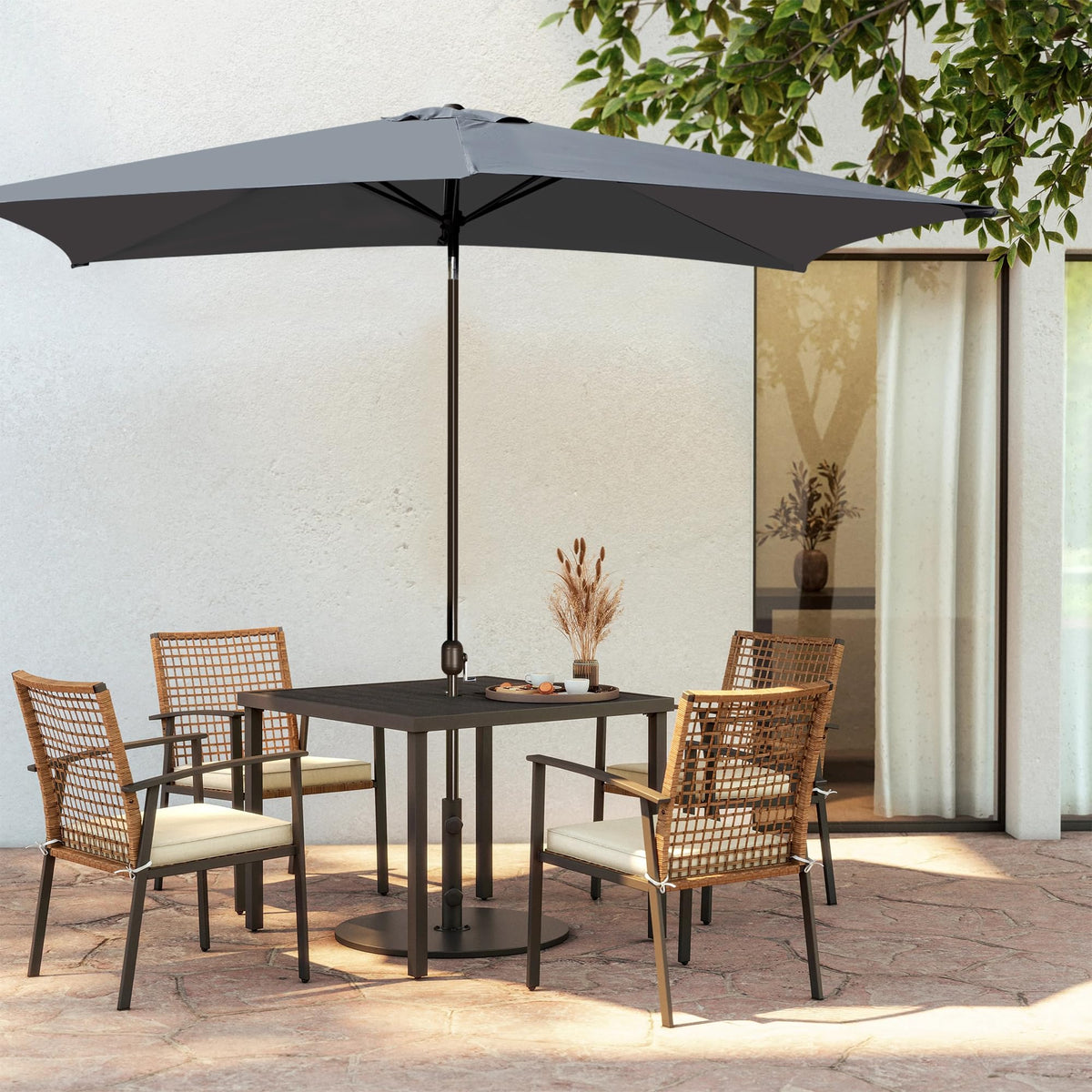 Blissun 70 sq ft shade covers patios, gardens, and cafe spaces