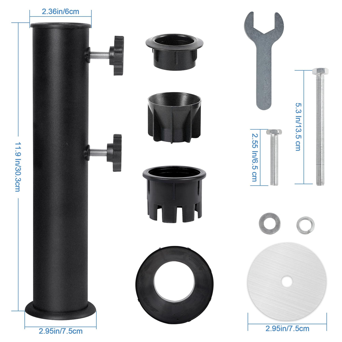 Blissun DIY-ready base enables a custom umbrella stand.