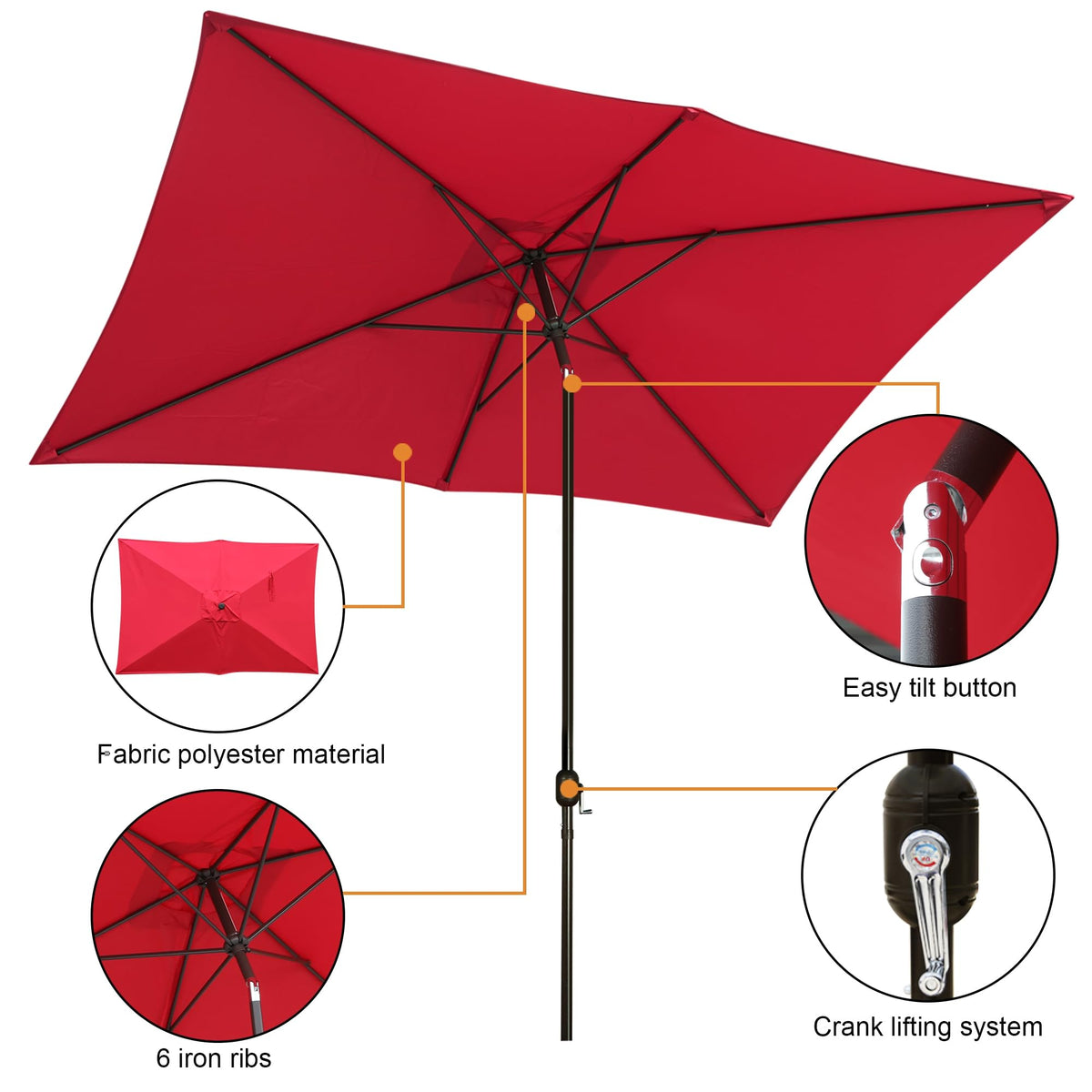 Blissun outdoor umbrella canopy features waterproof fabric and UV protection.