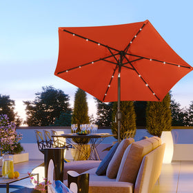 Blissun patio scene under LED lights for relaxed evenings