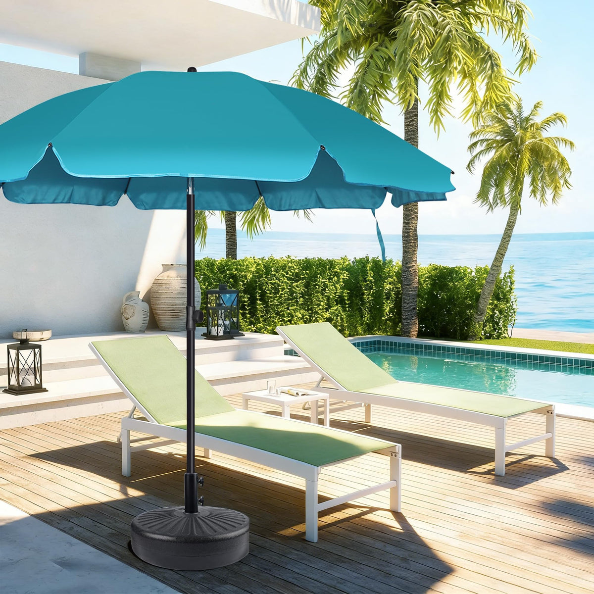 Blissun rust-resistant coating protects against rain and sun.