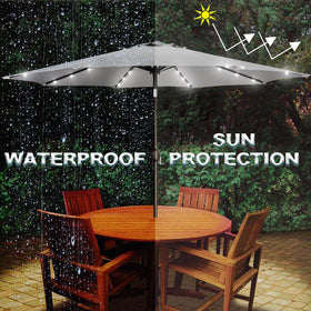 Blissun solar panel powers LED lights for night ambiance